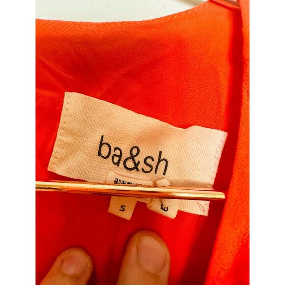 BA&SH Orange Crepe Hourglass Long Sleeves Mini Dress Size Small - Picture 6 of 11